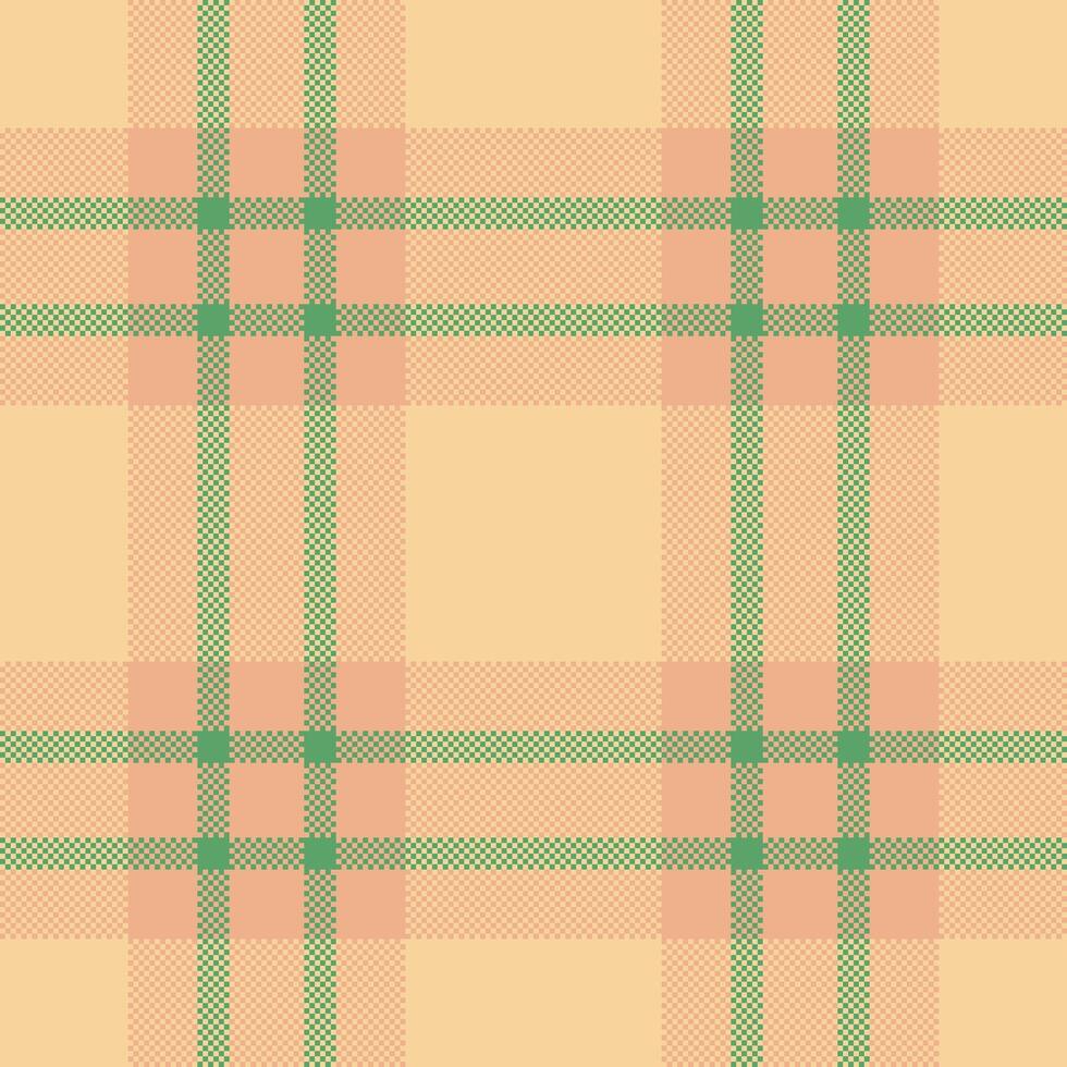Classic plaid pattern in soft peach and green hues. Traditional tartan design for backgrounds, textiles, and creative projects. Adds warmth and texture. vector