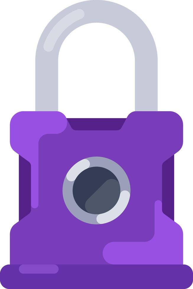 Purple padlock representing security, privacy, and access control vector