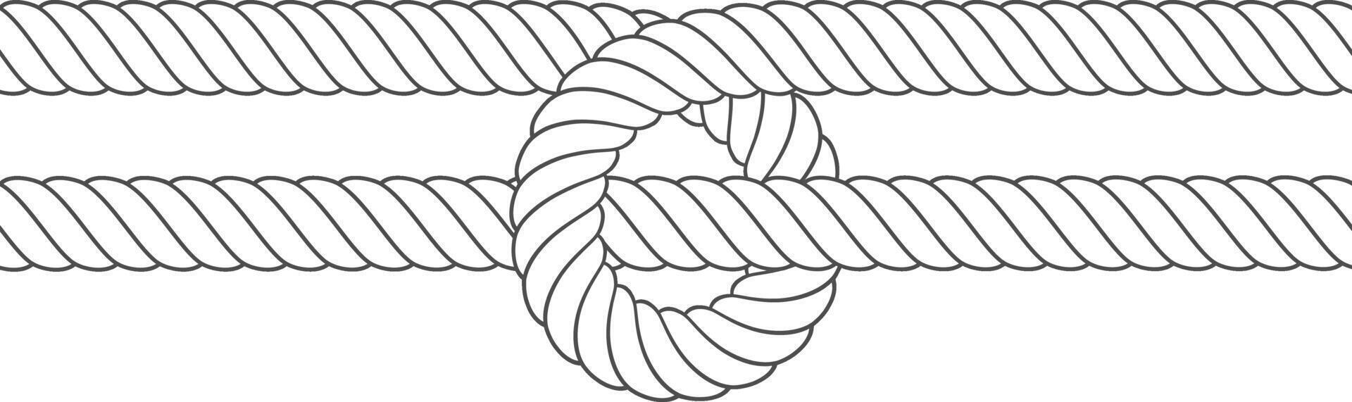 Rope knot connecting two parallel lines vector