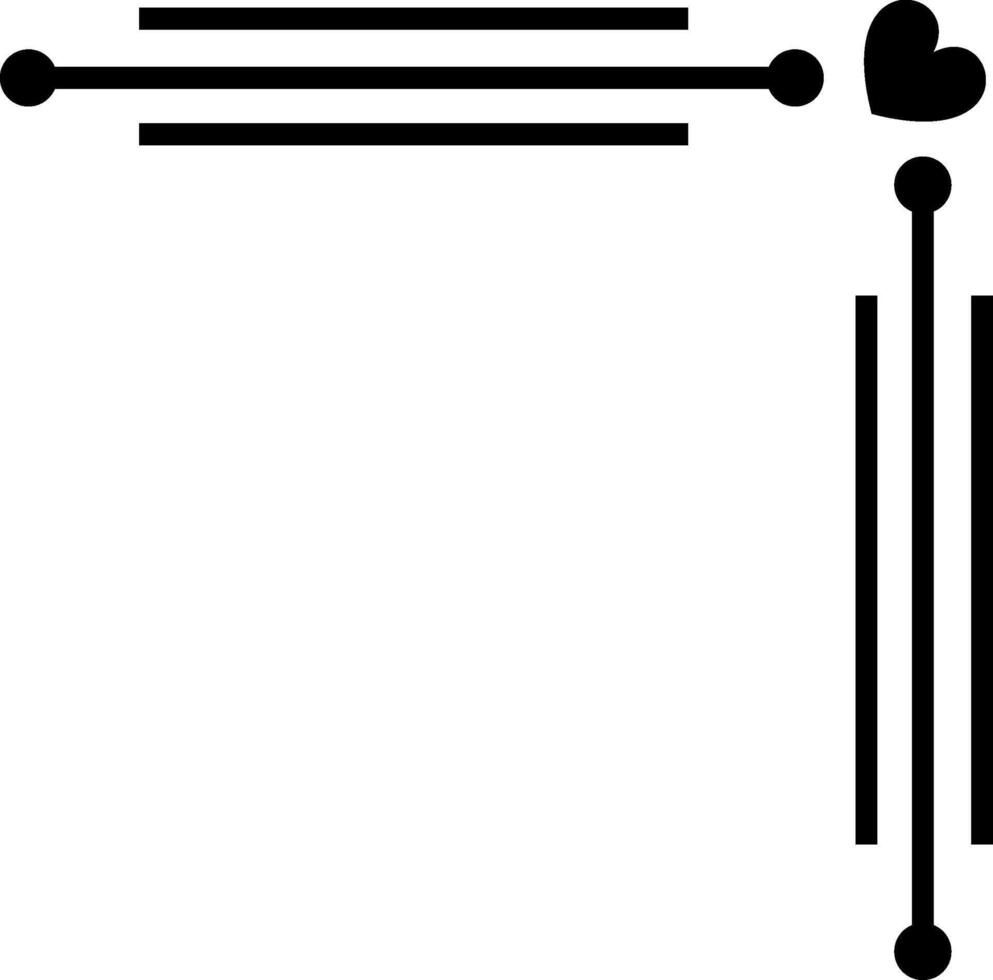 Decorative corner frame with heart symbol element vector