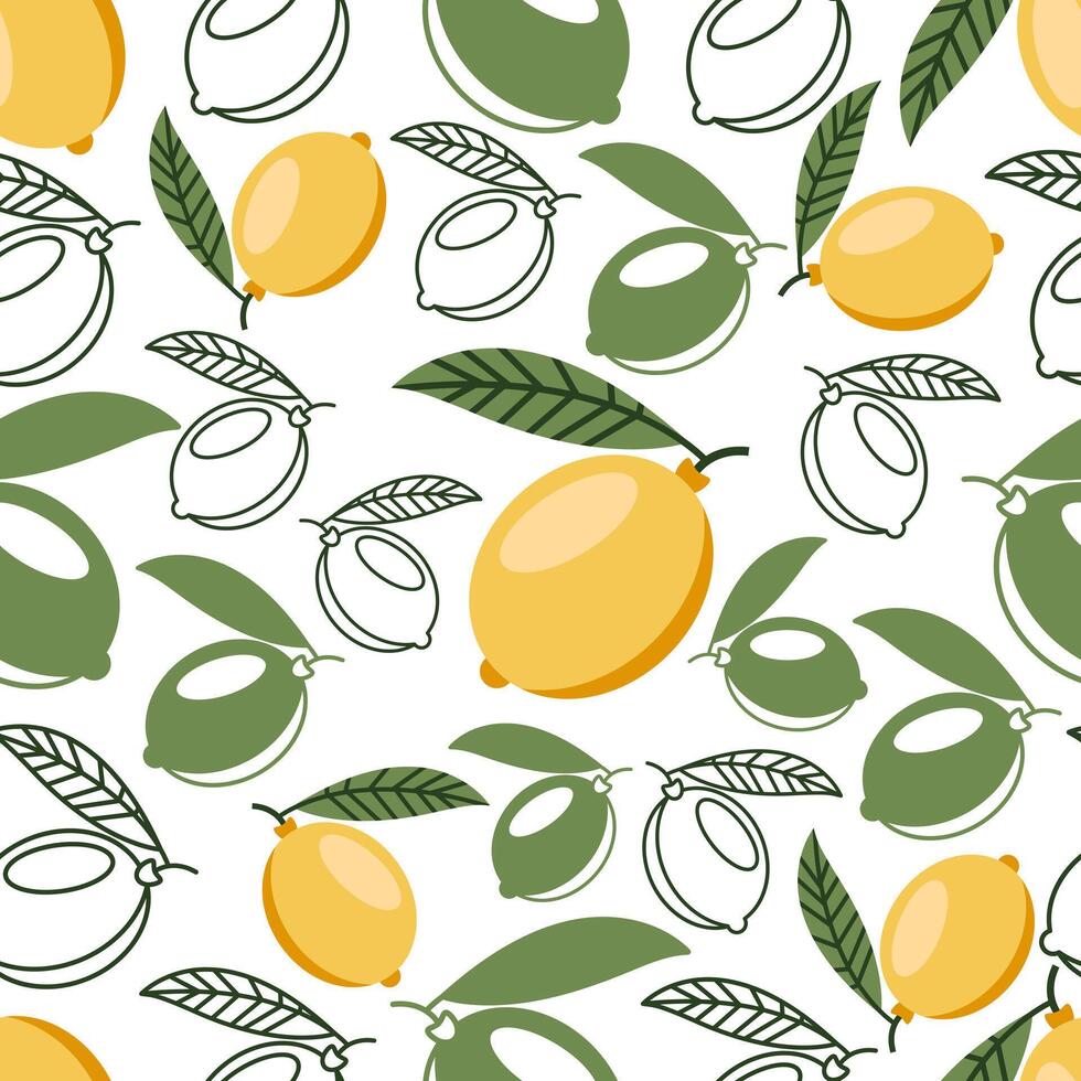 Fresh lemon seamless pattern design vector