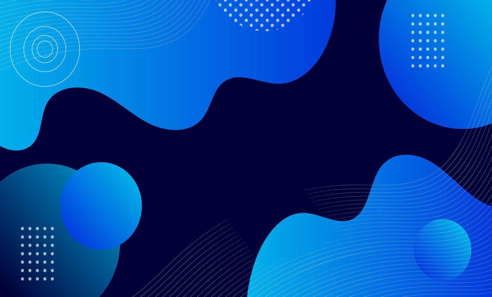 Abstract blue gradient fluid shapes with geometric patterns on a dark background, dynamic modern digital art design illustration. vector