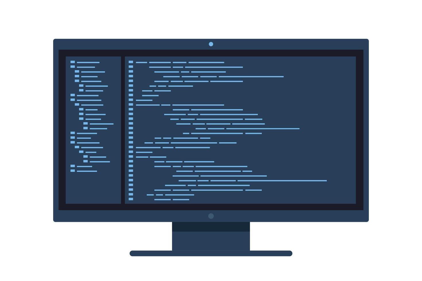 Computer software coding concept. Programming coding script java, digital program code on monitor screen. illustration. vector