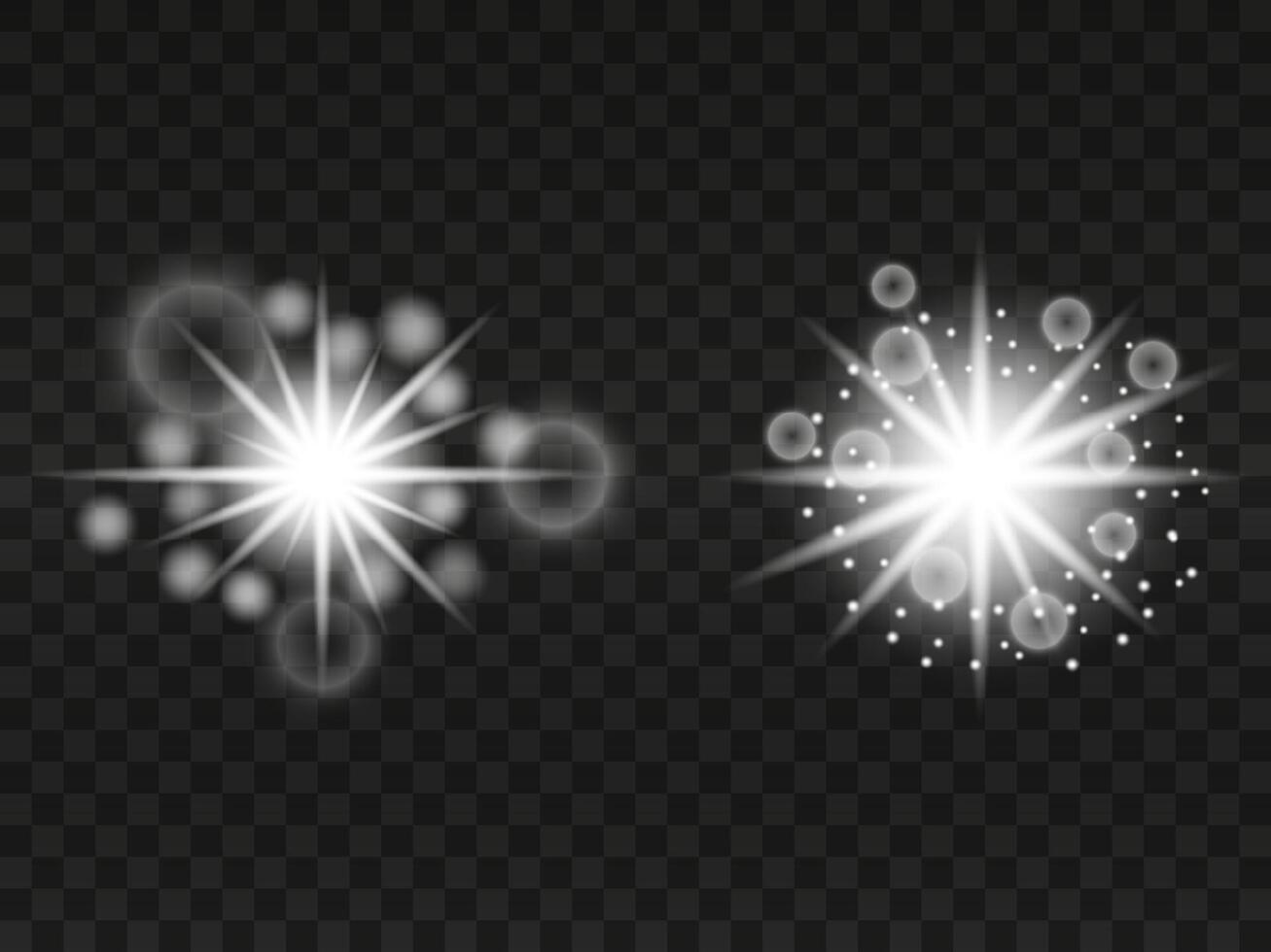 Bright Star With Glow And Bokeh Circles On Dark Background. vector