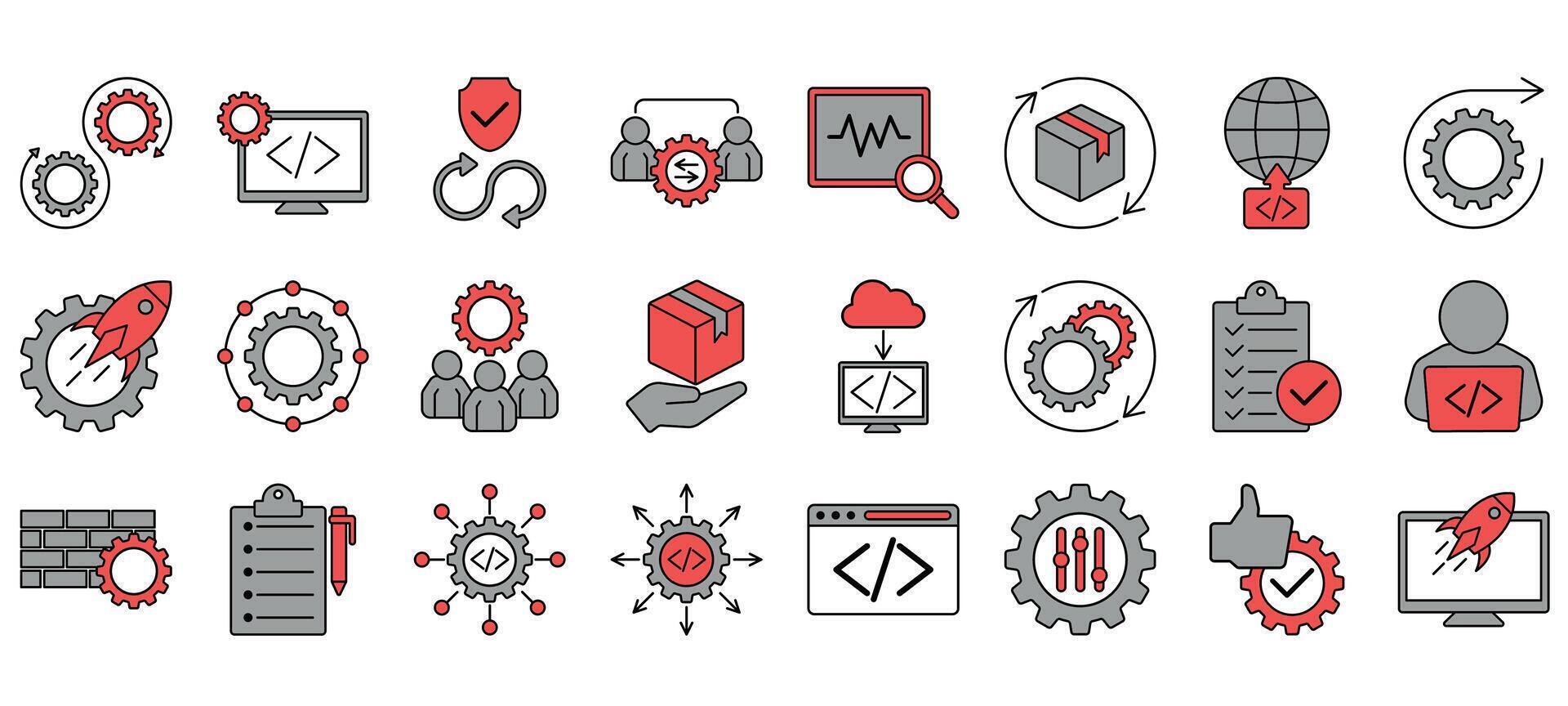 conjunto de devops iconos vector