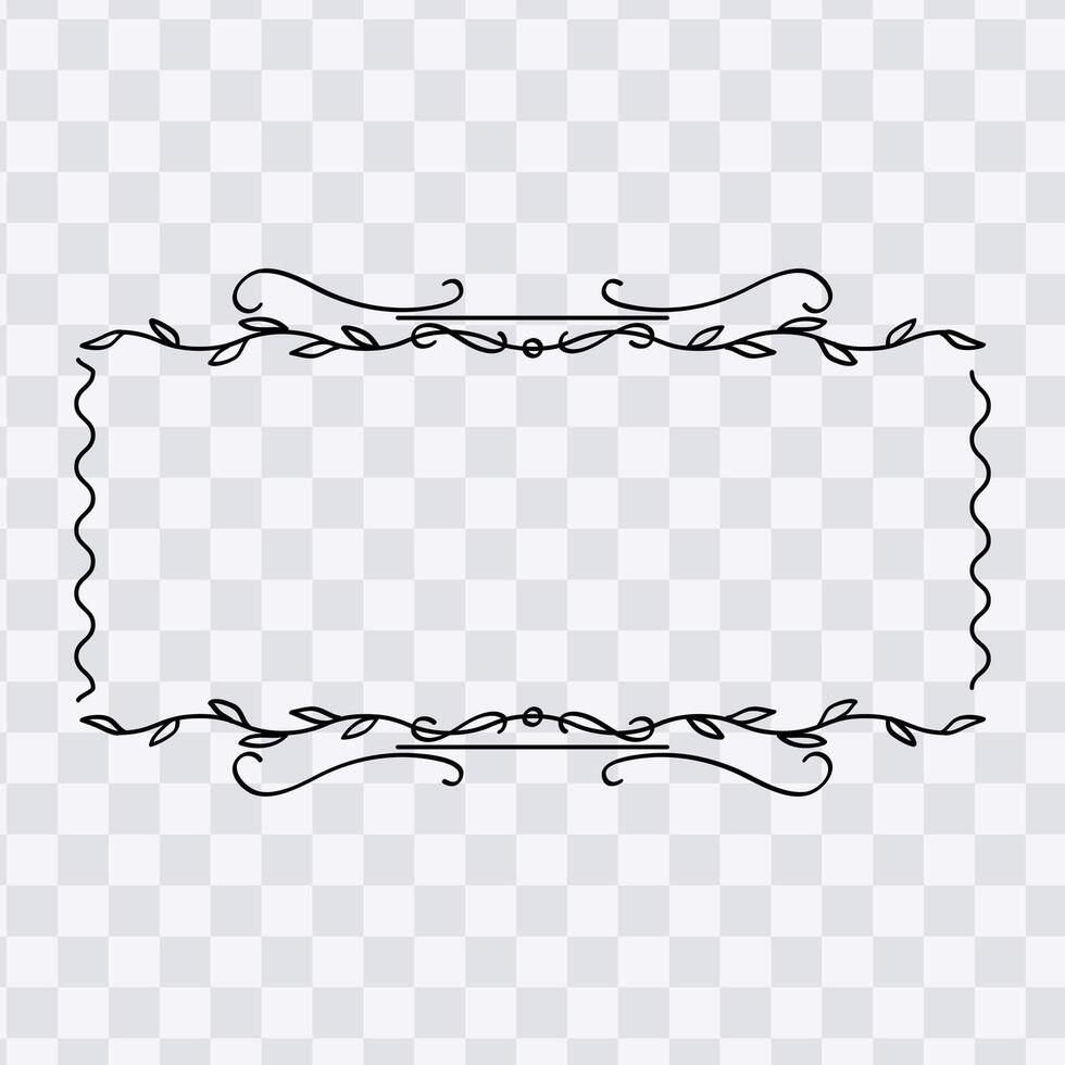 Minimalist horizontal rectangular border with hand-drawn botanical vine elements vector