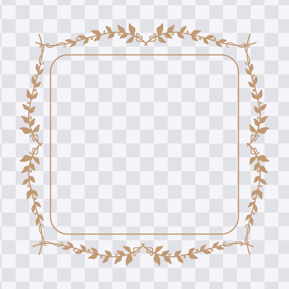 Elegant gold square frame or border decorated with intertwined botanical vine and leaf elements vector