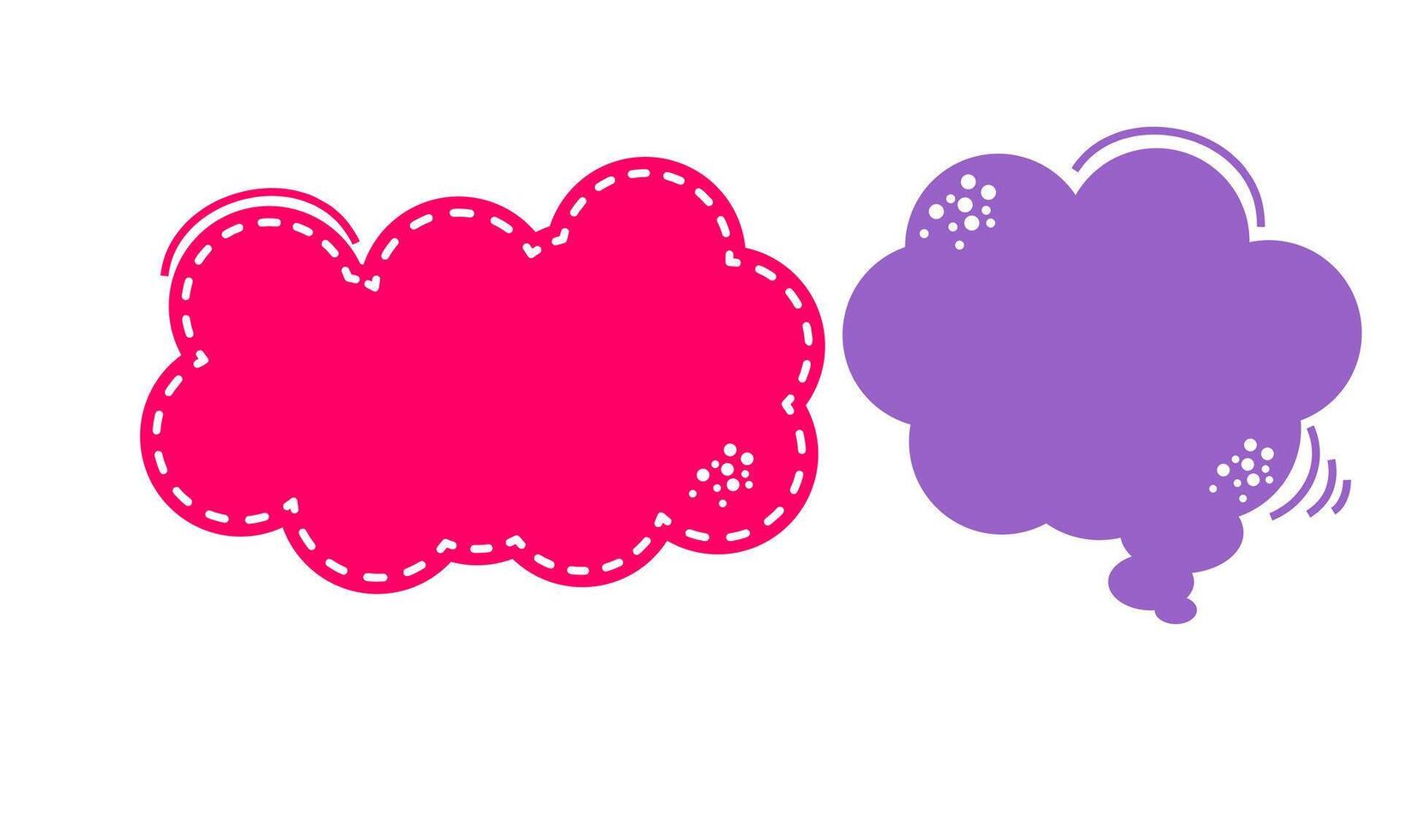 Set of Two Abstract Cartoon Speech Bubbles with Scribble Outline and Dots vector