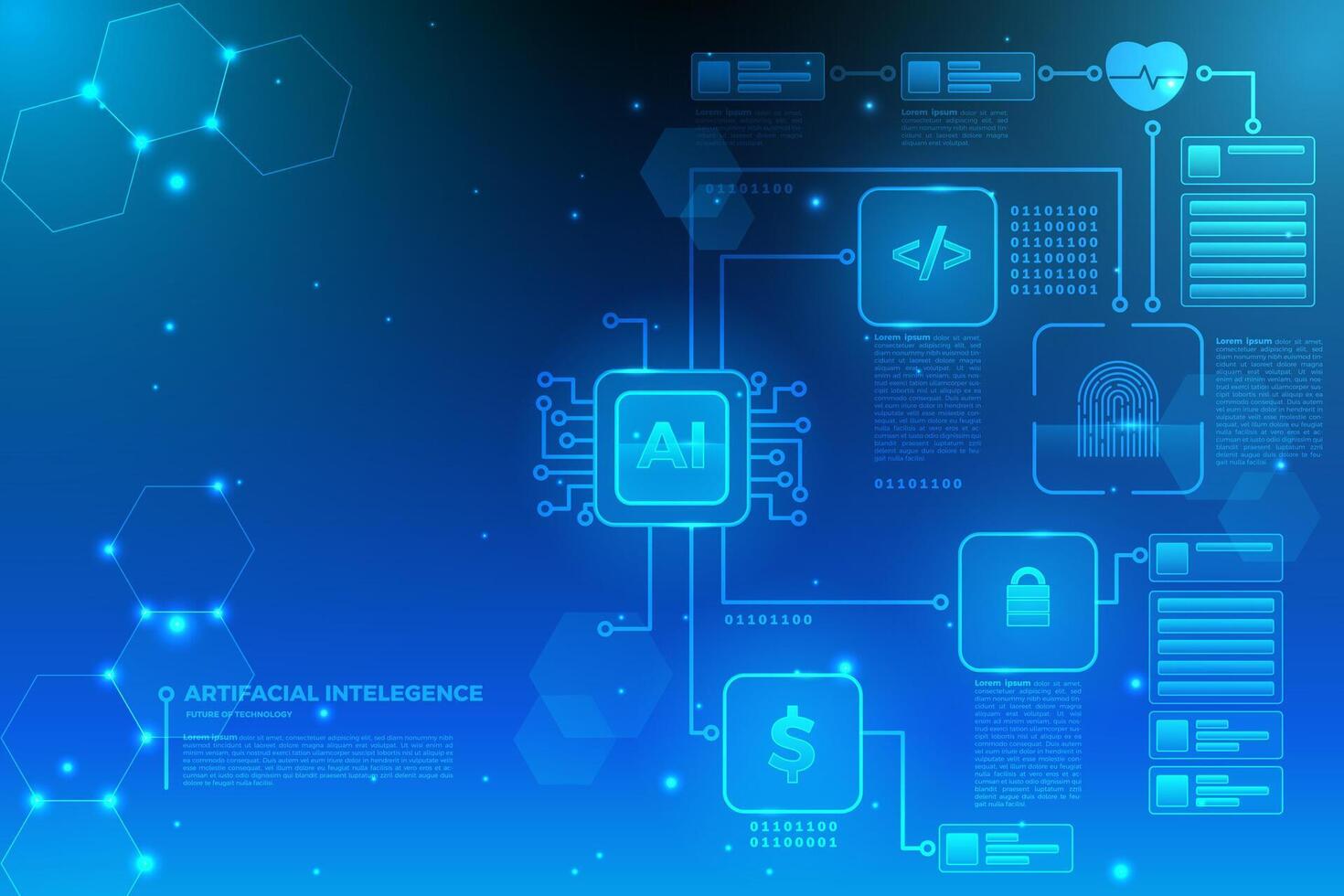 Artificial intelligence data connection illustration vector