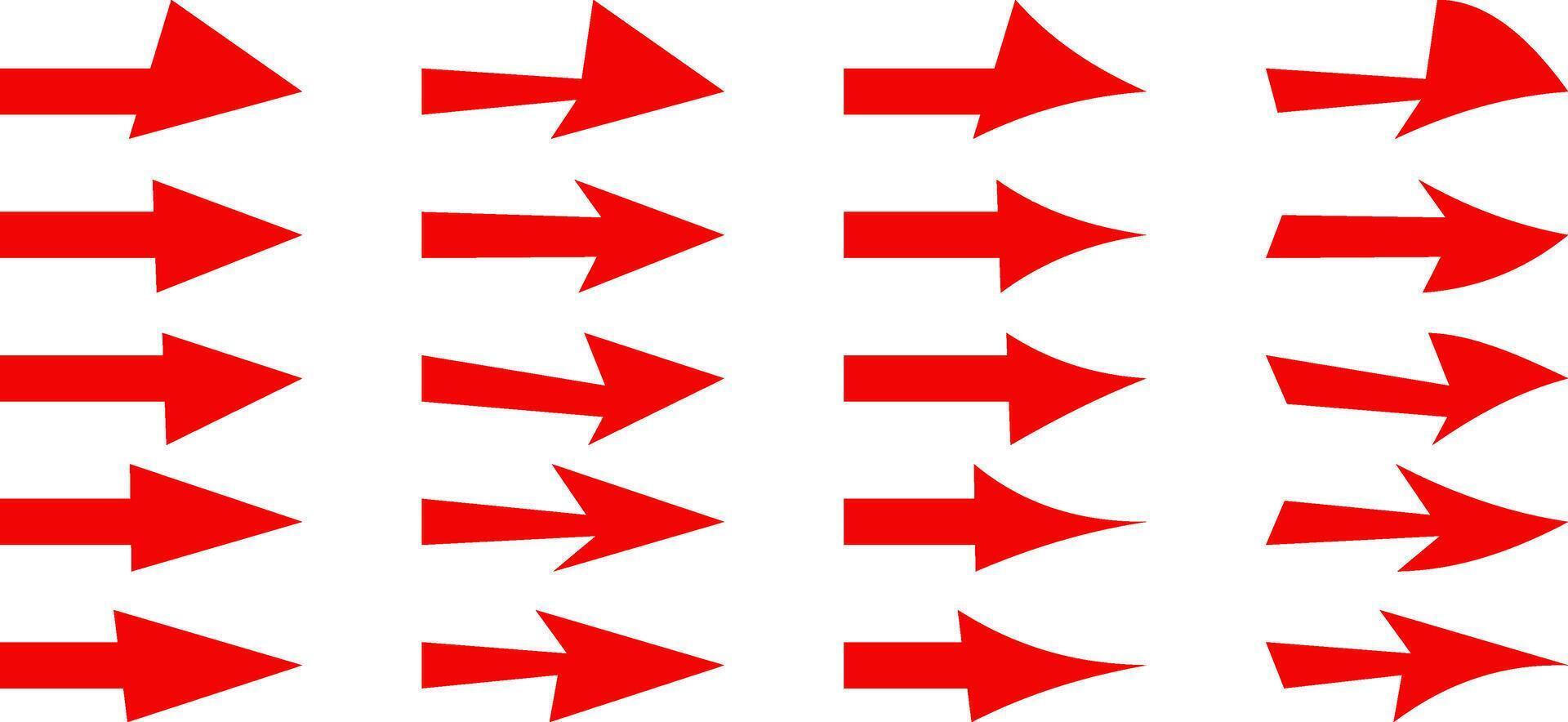 Red arrow icon set with transparent background, arrow symbol collection. Simple and modern arrow shape. vector