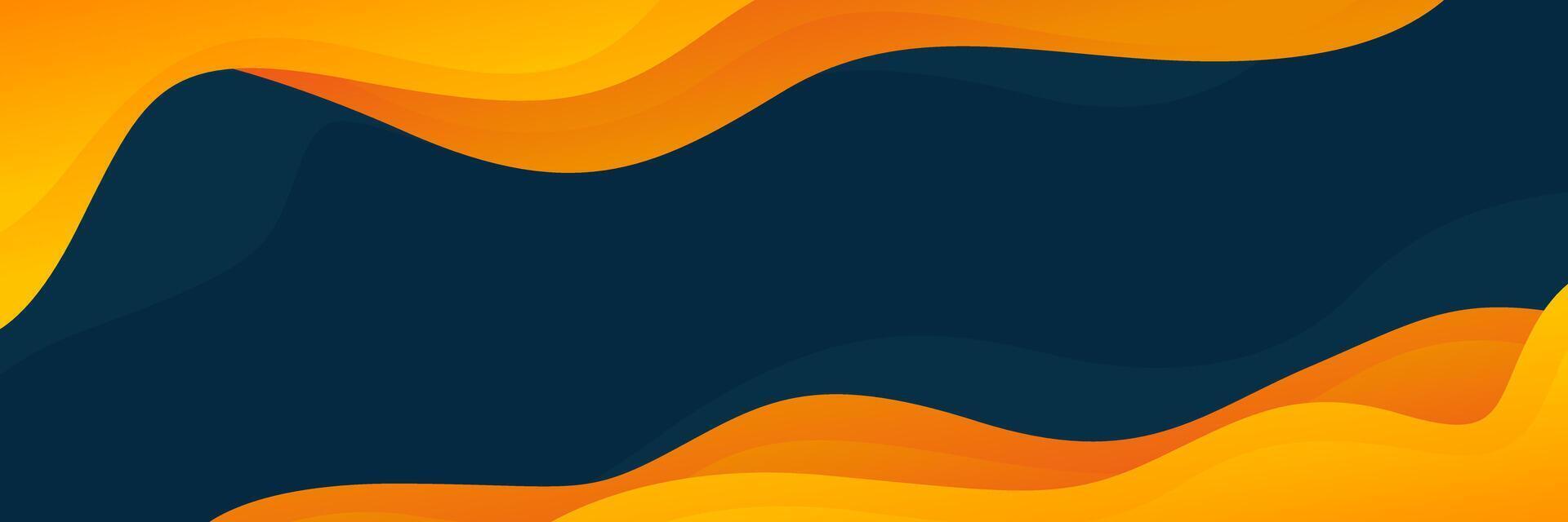 Abstract orange and dark blue banner background with fluid wave shapes, modern smooth gradient design, suitable for sale banners, business, ads, events, web, and headers vector