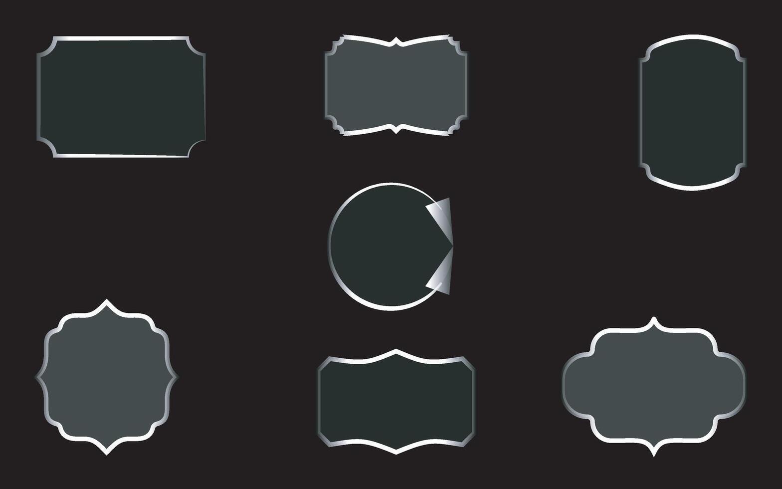 Light frame liquid glass, glass panel set for mobile and web app, tech board frame in futuristic style. HUD element interface, illustration. Light glass collection with glow effect vector