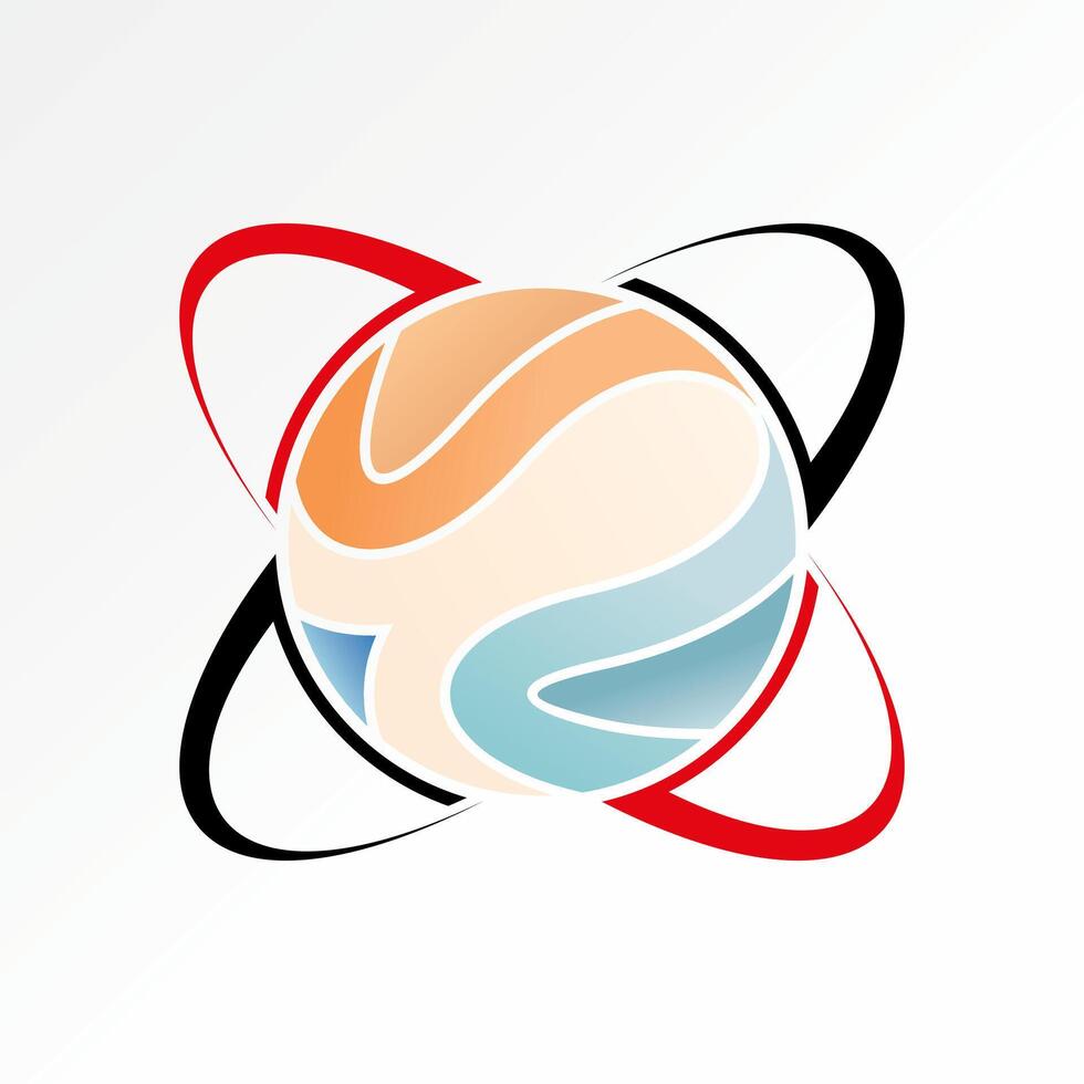 circle world with motif pattern ellipse swoosh like timeless ornament vector