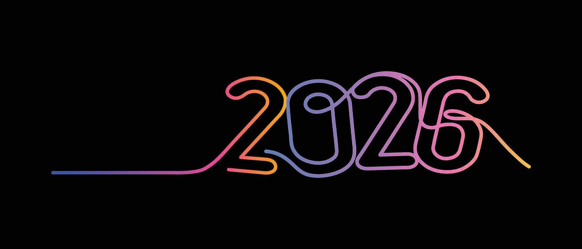 Gradient continuous line art numbers 2026, new year concept vector