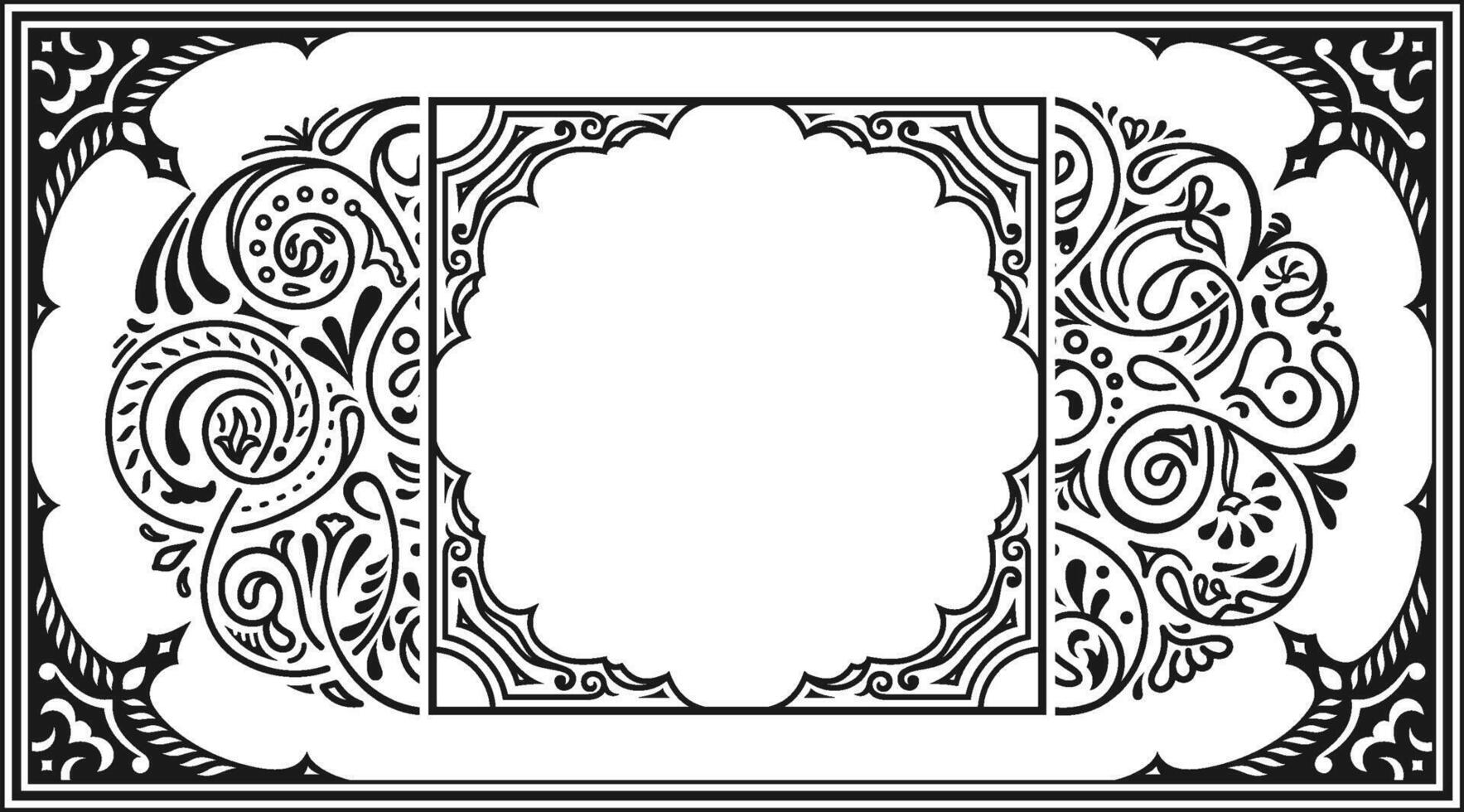 Elegant Ornate Frame with Intricate Scrollwork and Floral Motifs vector