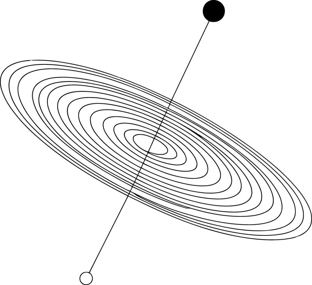 Black and white abstract representation of a pulsar or spinning object vector