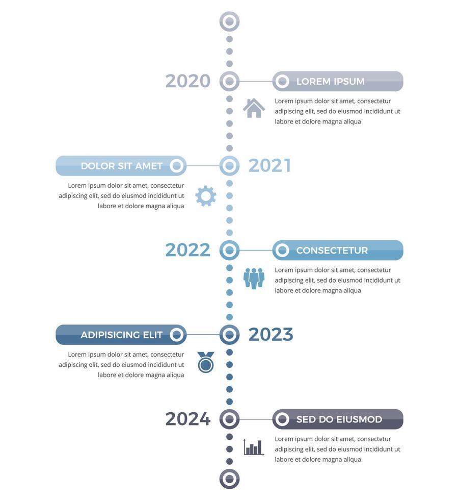 Vertical timeline - infographic template with five elements with place for your icons and text vector