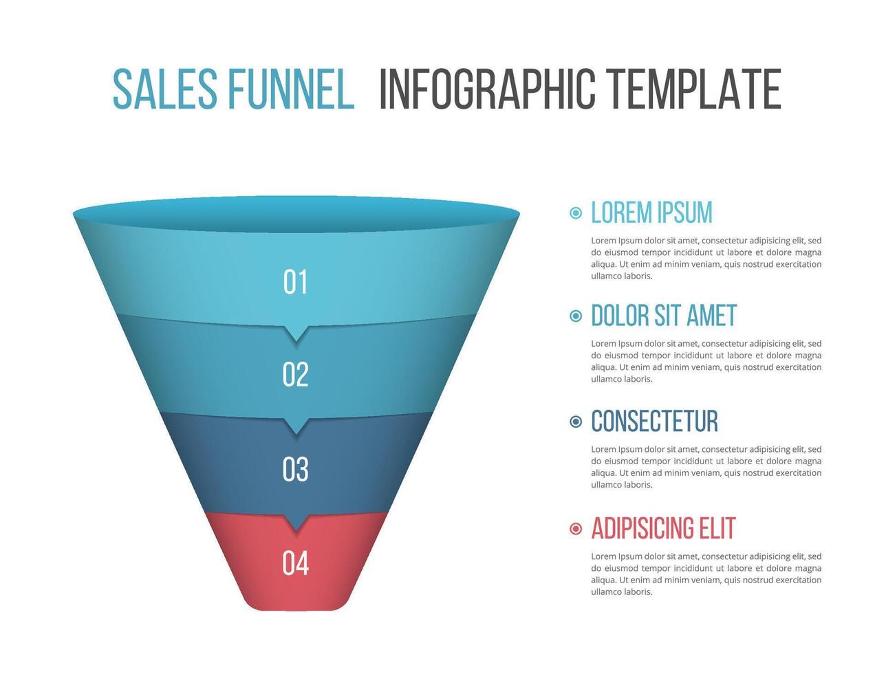 Funnel diagram with four segments, infographic template for web, business, presentations vector