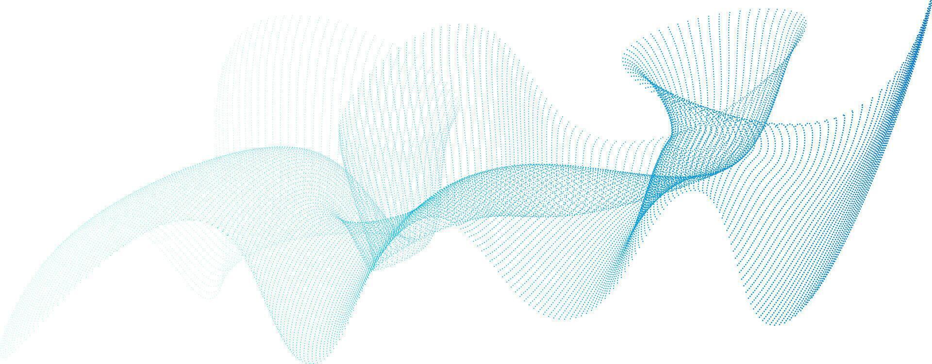 Futuristic Blue Particle Dot Wave Flow Isolated on Transparent Background. vector