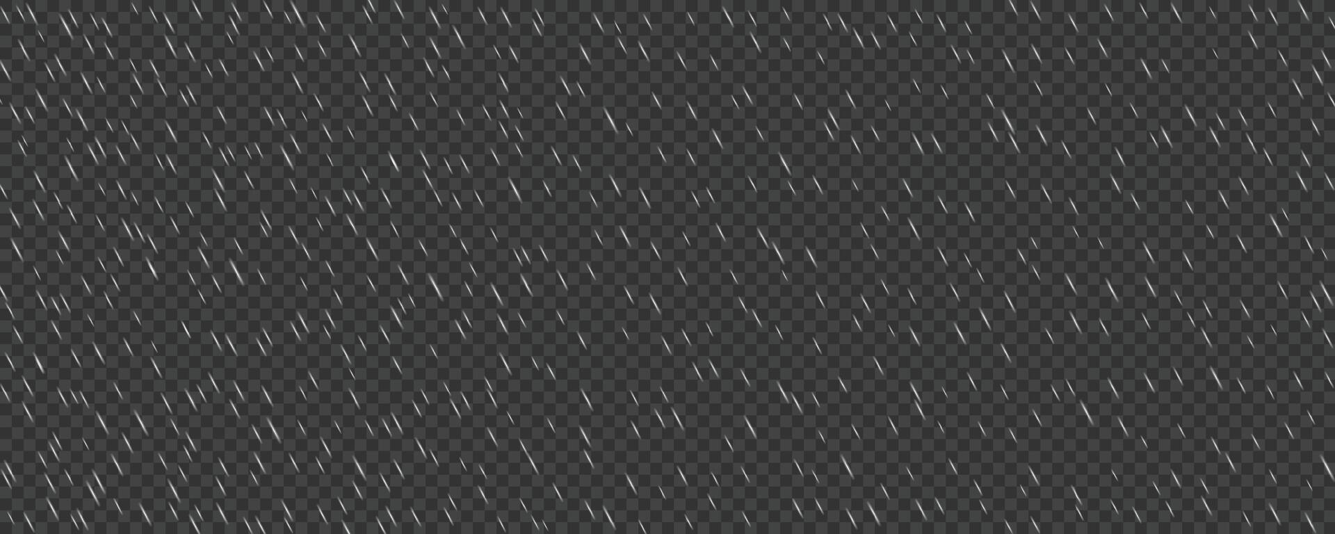 Realistic rain drops, rainfall and snowfall on isolated background with natural wet water effect, misty drizzle and heavy rain atmosphere creating dynamic outdoor snow falling weather scene vector