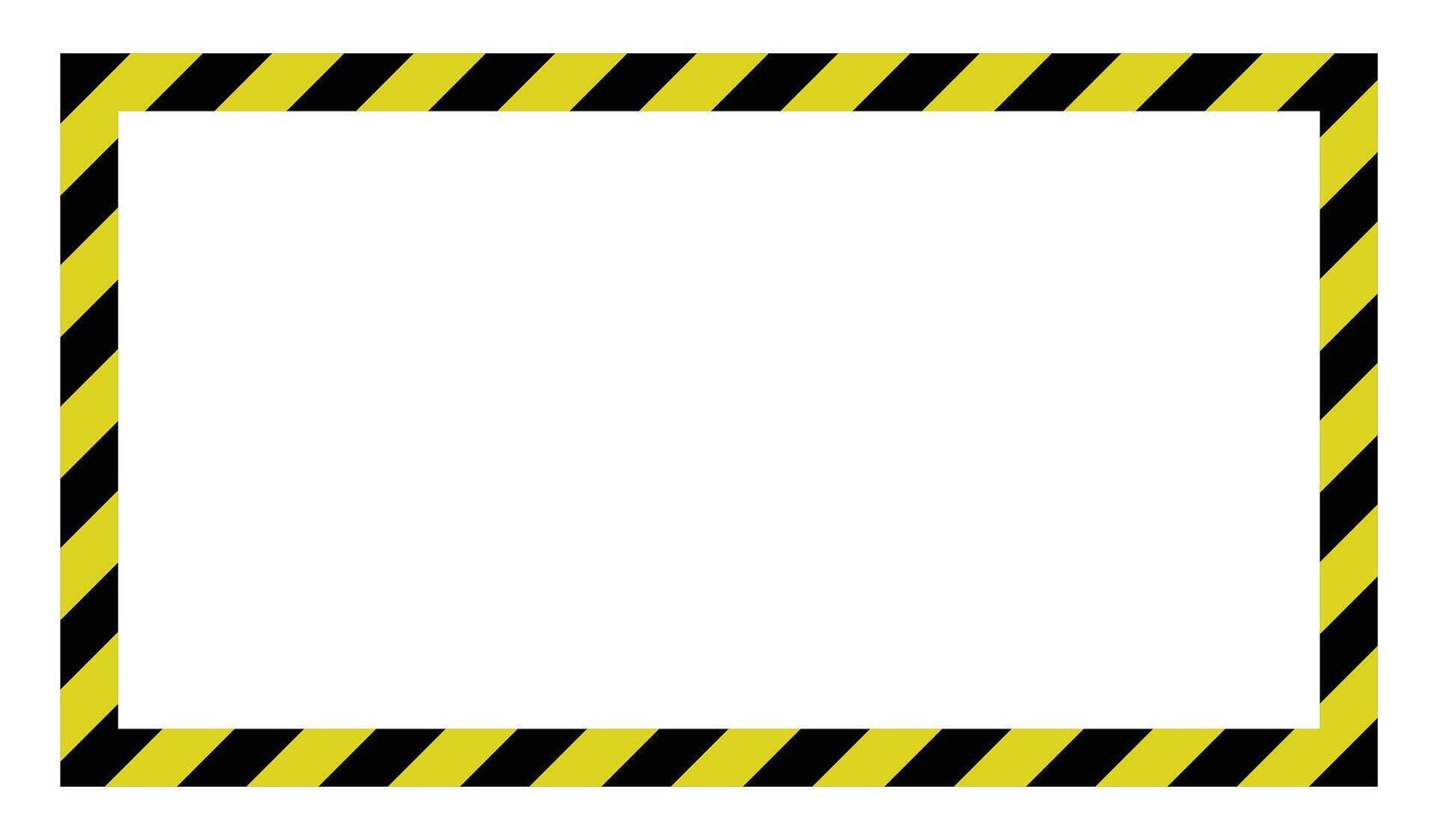 Rectangular frame shows yellow and black diagonal stripes around white space on transparent backdrop vector