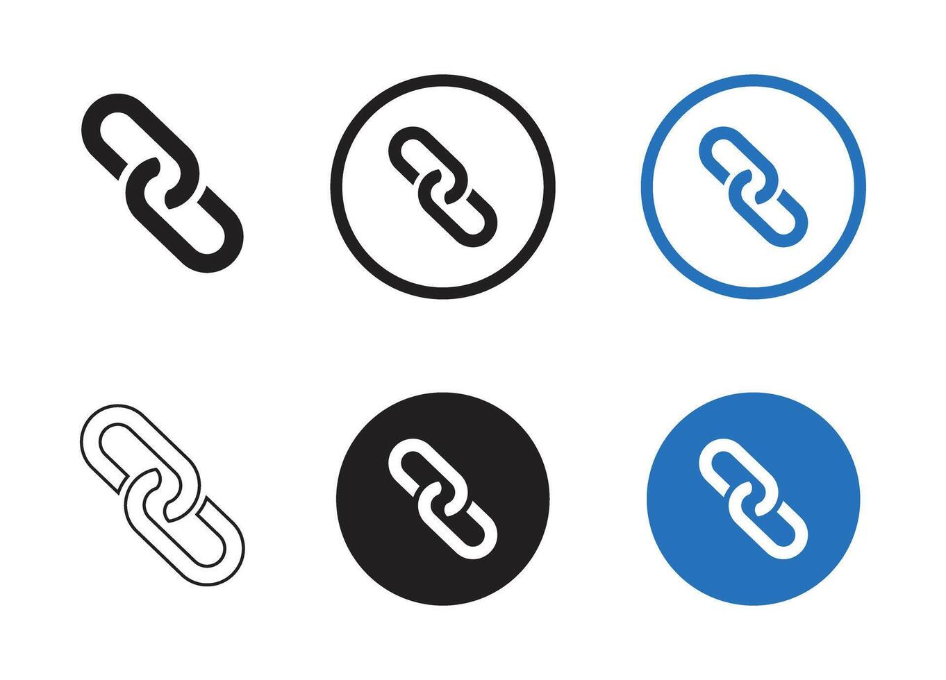 Multiple chain connection representations display network link variations, showcasing diverse graphical styles against white vector