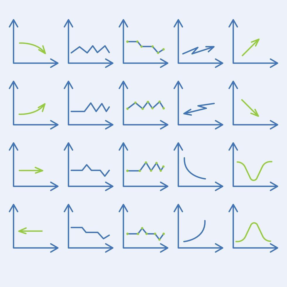 A set of graphs, a business infographic template with diagrams, line graphs and diagrams for presentations. vector