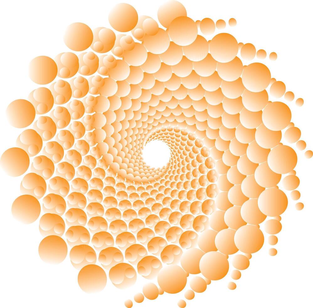 Spiral pattern of gradient orange oval circles abstract design vector