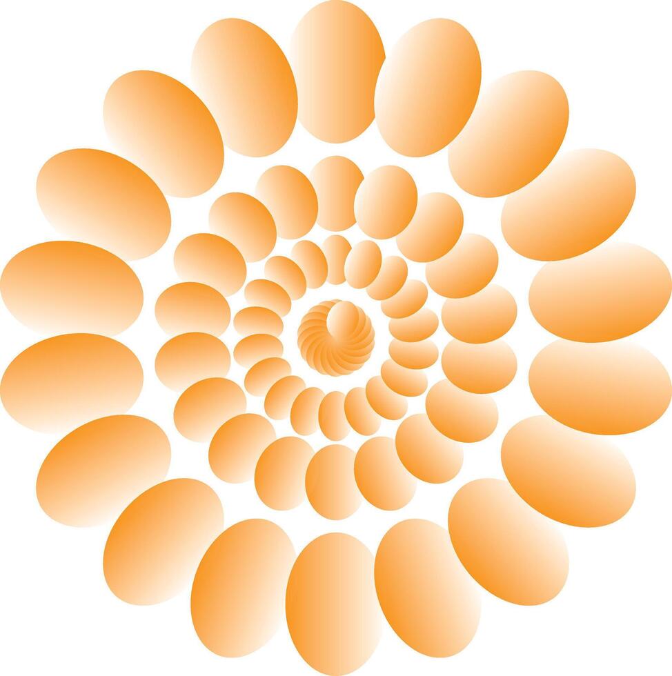 Orange spiral abstract pattern with gradient oval shapes vector
