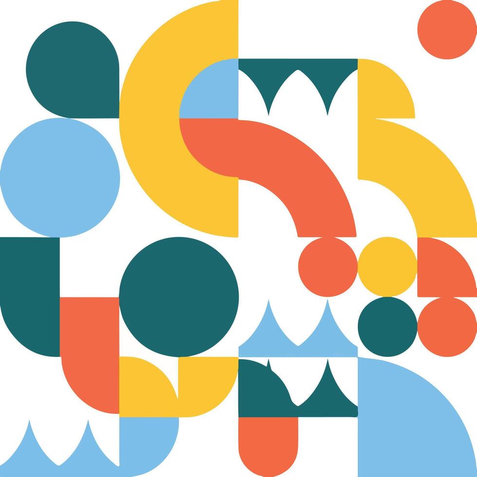 Geometric Abstract Composition with Circles and Quarter circles vector