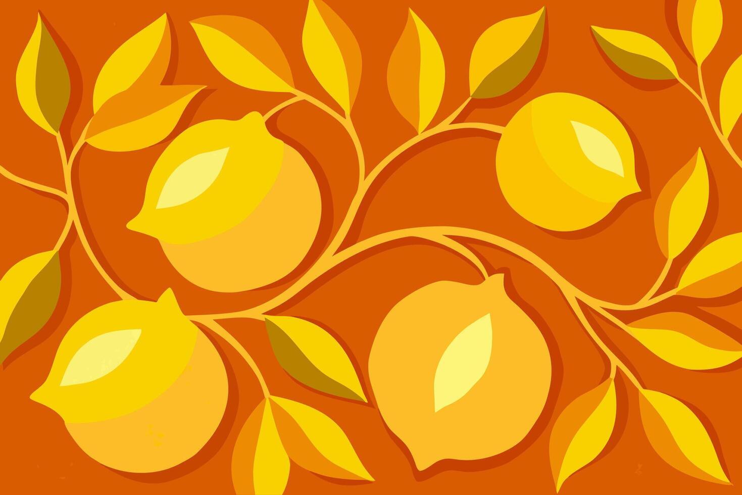 Abstract Lemon Branch Pattern Art vector