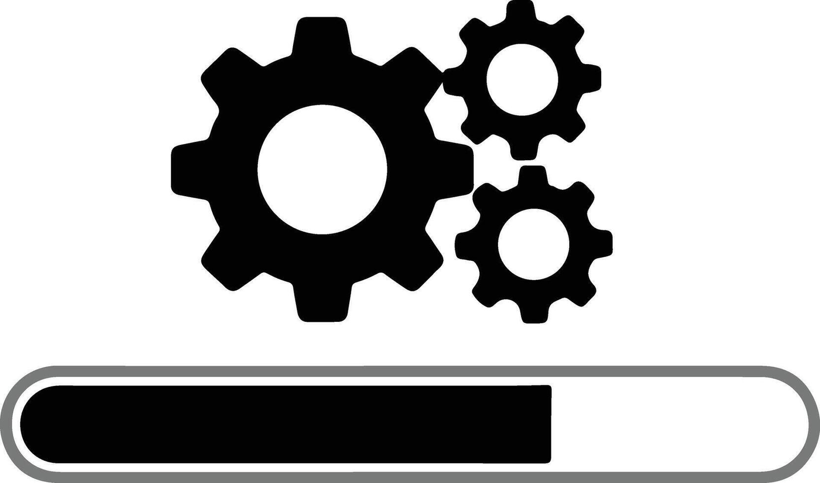 Black gears and loading bar illustration simple design for technology vector