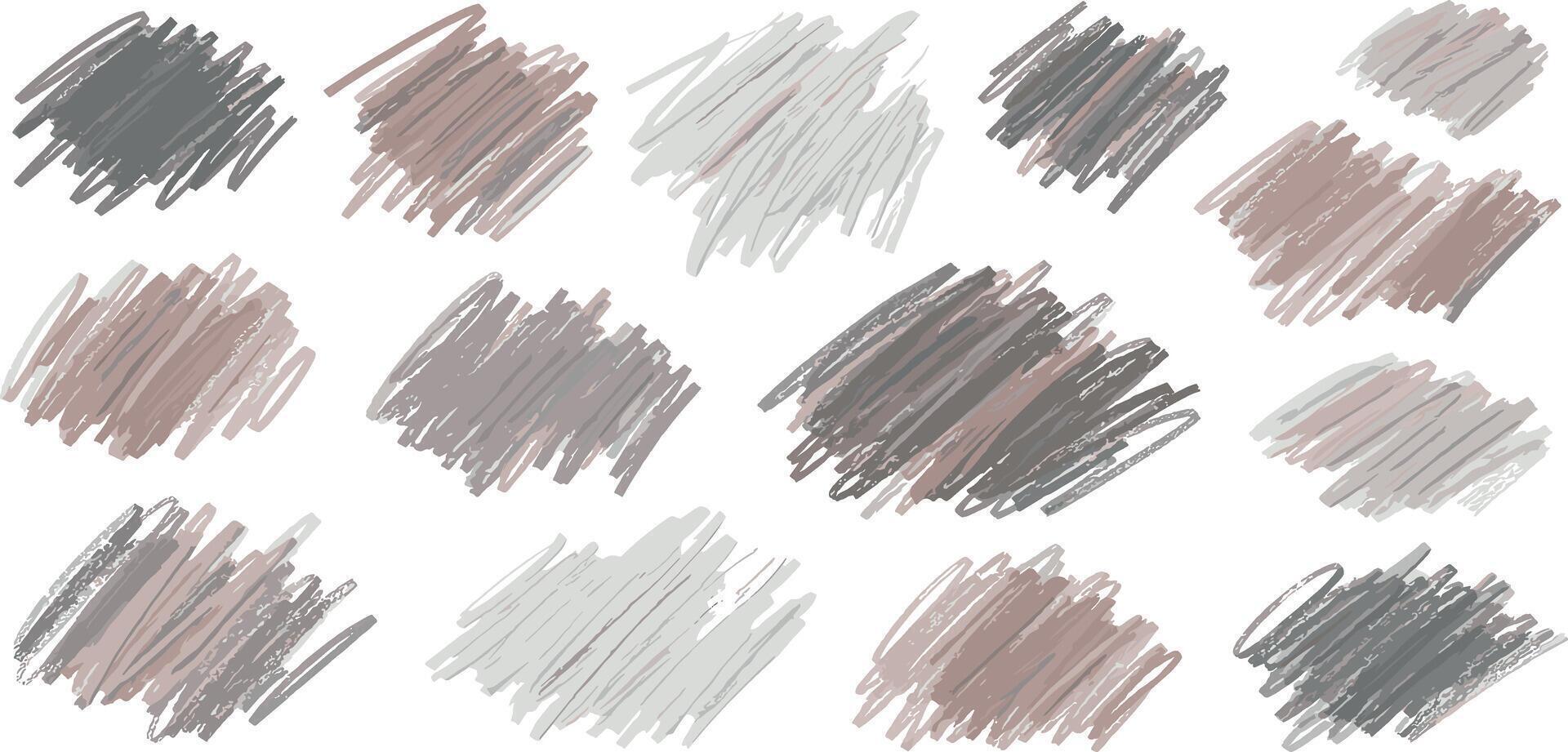 A diverse collection of hand-drawn scribble textures and artistic hatching backgrounds vector