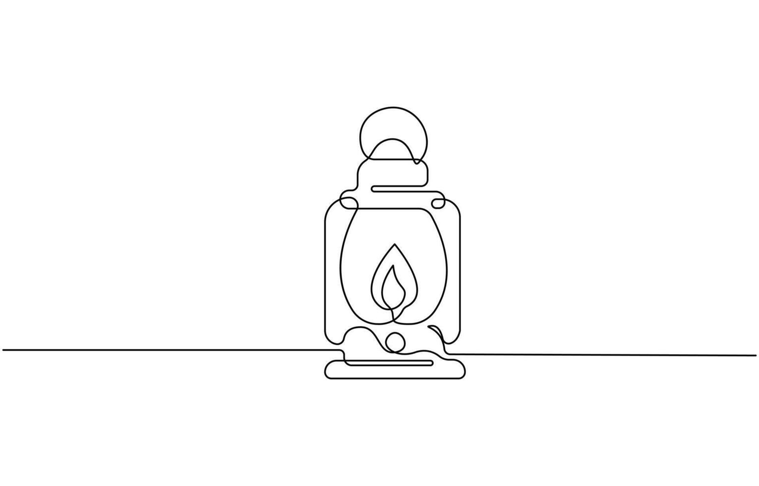 Abstract vintage kerosene lamp or lantern continuous one line art symbol vector
