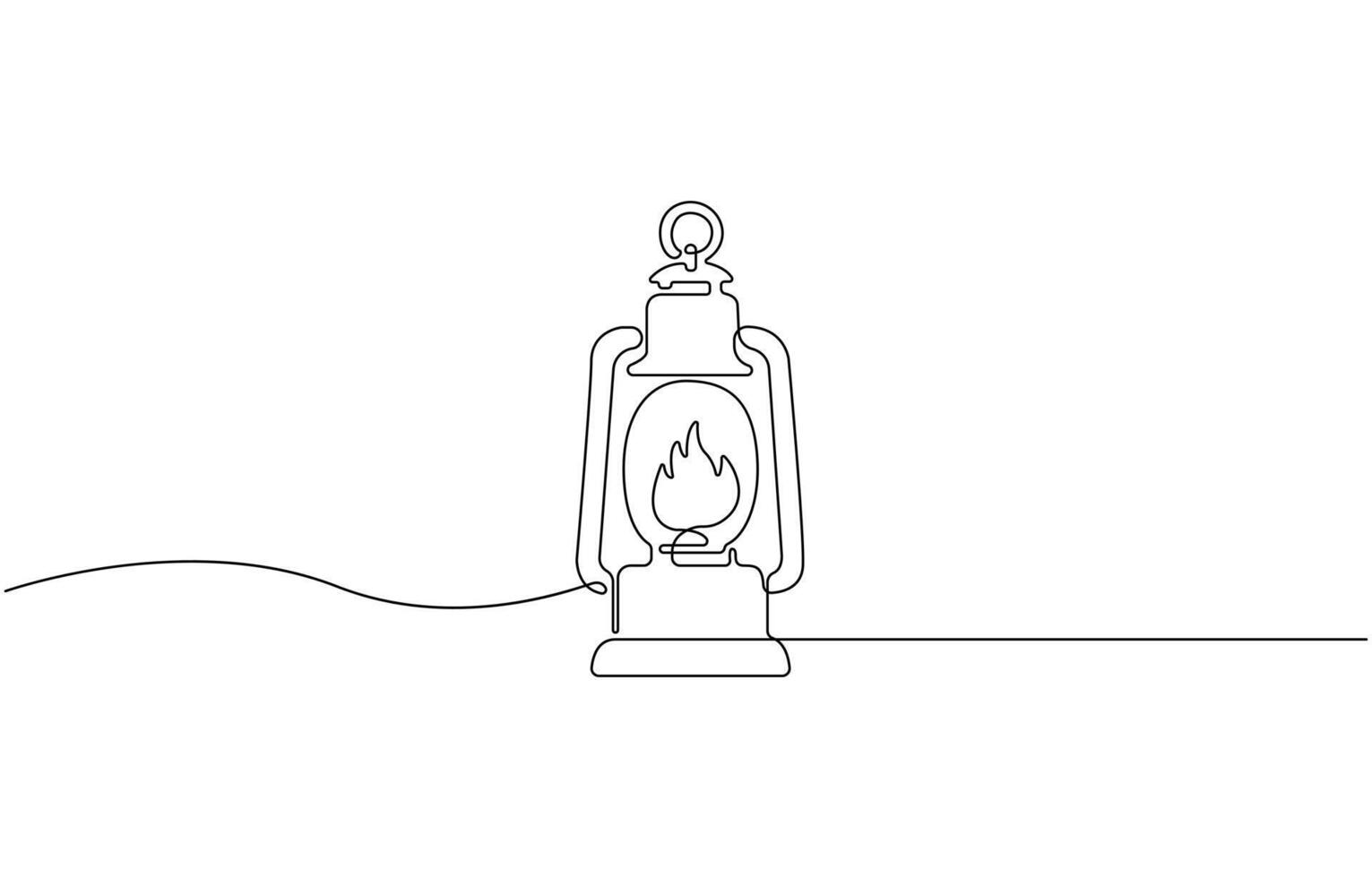 Abstract vintage kerosene lamp or lantern continuous one line art Eps 10 vector