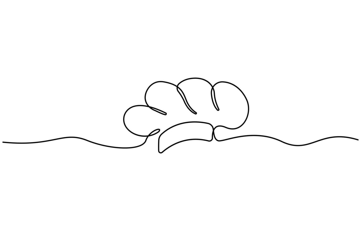 Continuous one line drawing of chef hat or cap. One line drawing illustration of hat chef. one continuous line drawing of cook hat uniform Editable Icon vector