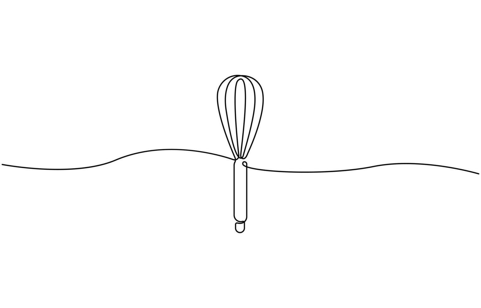 Balloon Whisk continuous one line drawing. Kitchen tools continuous single line illustration Eps 10 vector