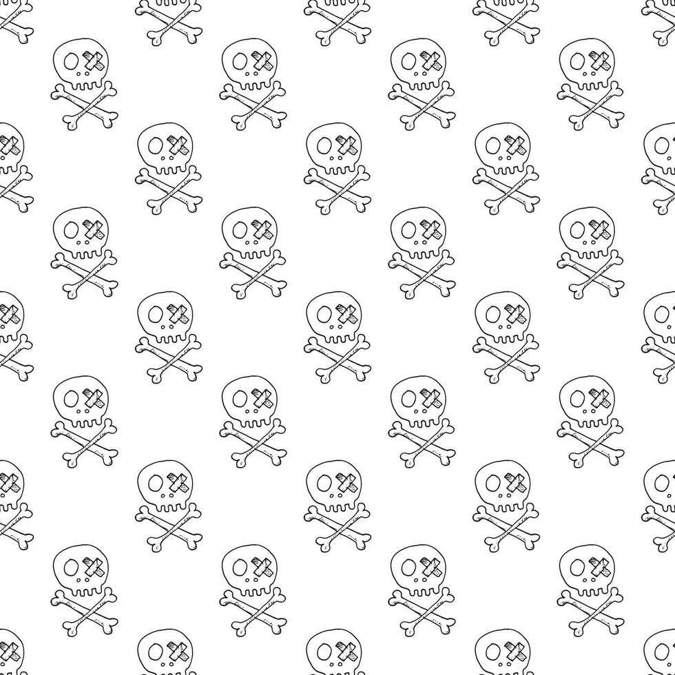 A seamless pattern with a skull and crossbonesa vector