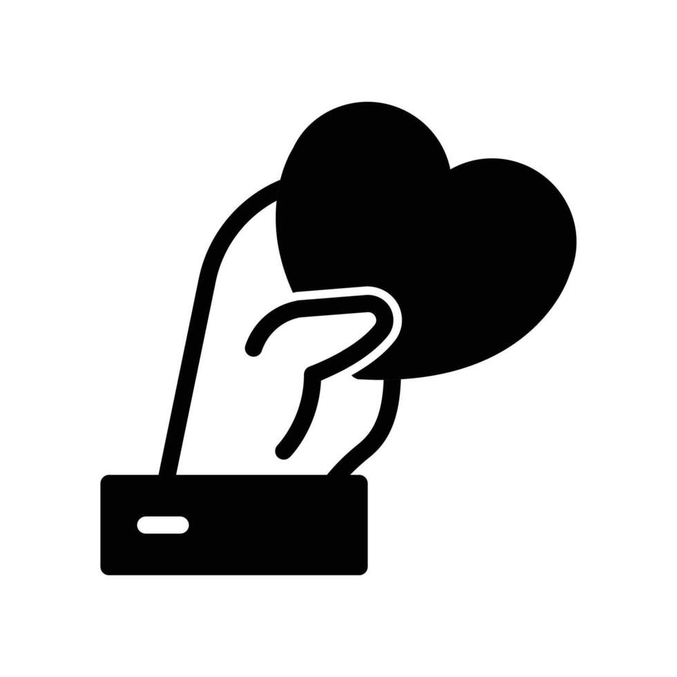 Heart in hand solid black icon design good for web or mobile app vector