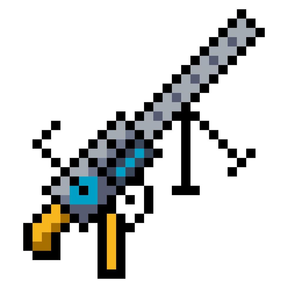 Machine gun with pixel art style vector