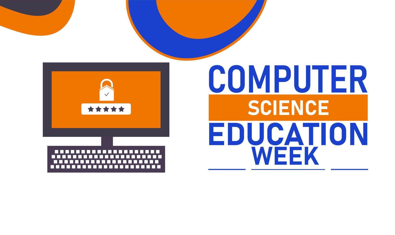 Computer Science Education Week Poster Banner and Background Abstract Design Template Featuring Laptop Code and Digital Icons Illustration for Technology Learning STEM Education vector