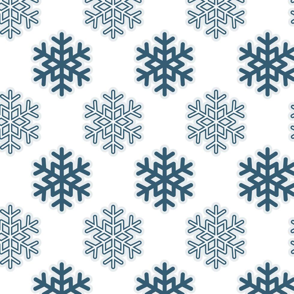 Minimal seamless pattern with blue geometric snowflake on a light background. Winter decorative design for wrapping, fabric, and seasonal projects. vector