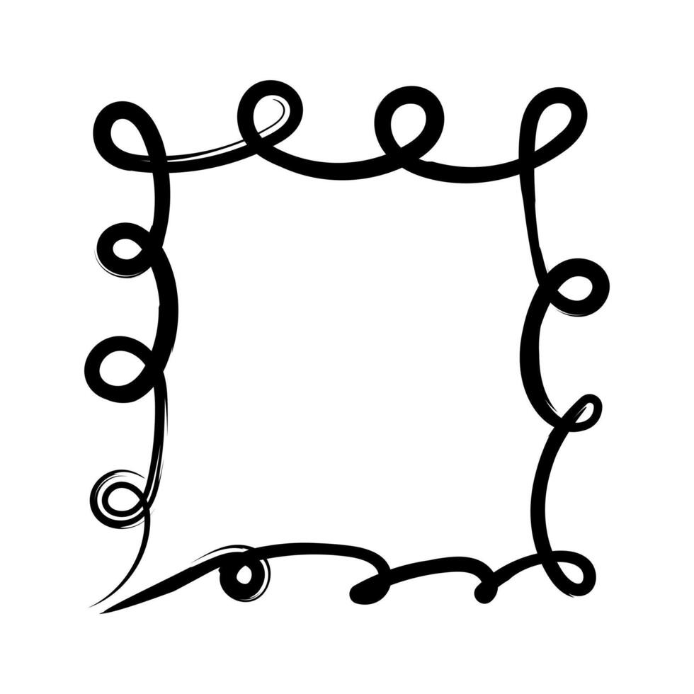 frame with hand drawn curls vector