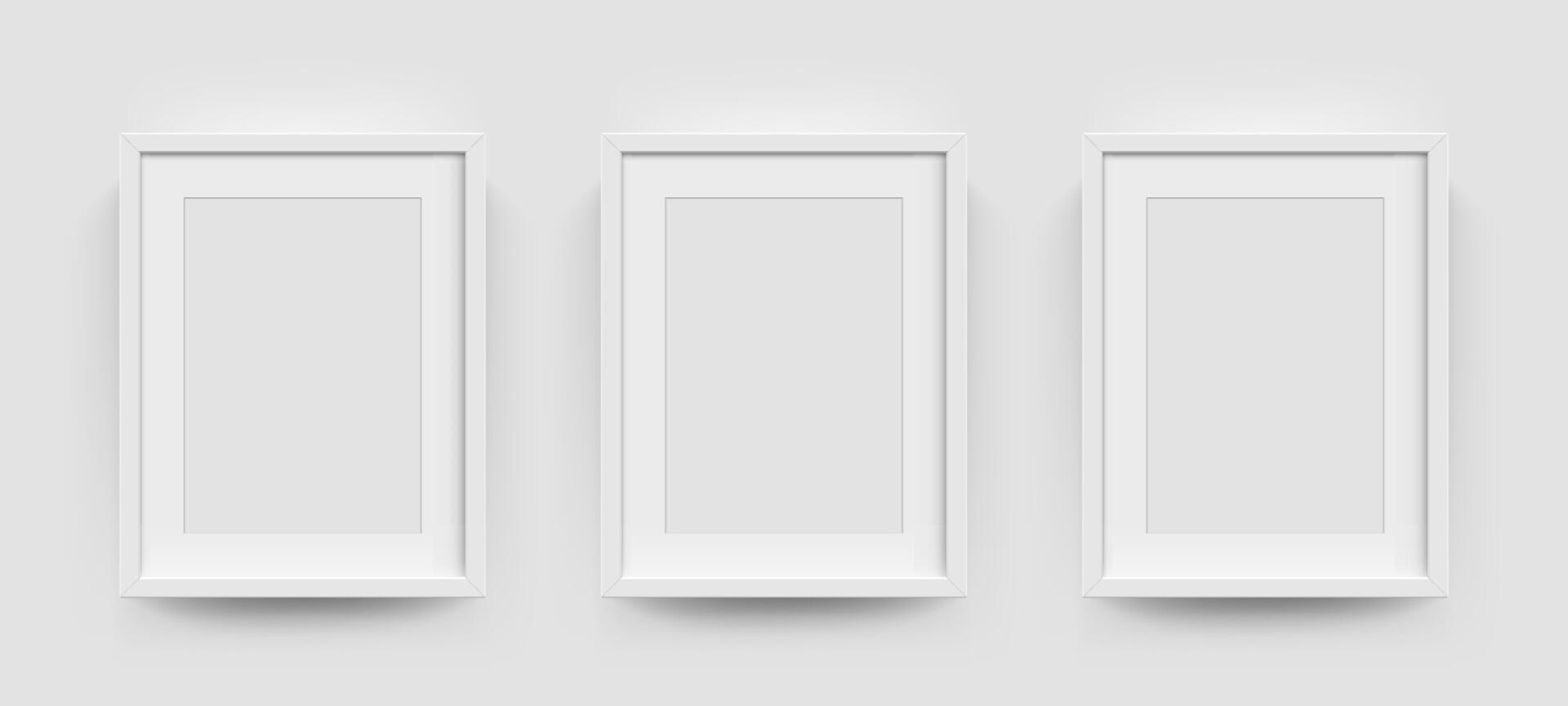 Three white empty frames on a gray background vector
