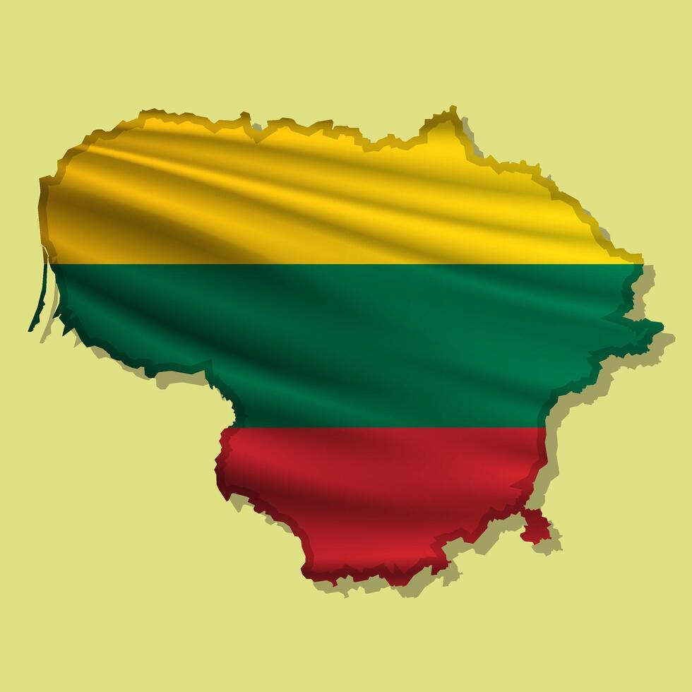 flag Lithuania in the form of a map. vector