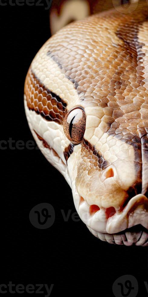 Close-up view of a snake revealing its detailed scales and features photo