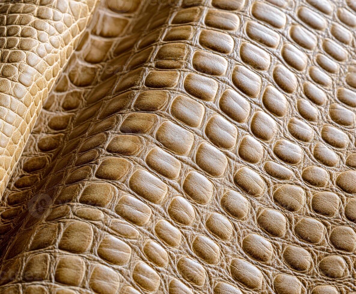 Crocodile leather texture showcasing intricate patterns and warm tones photo