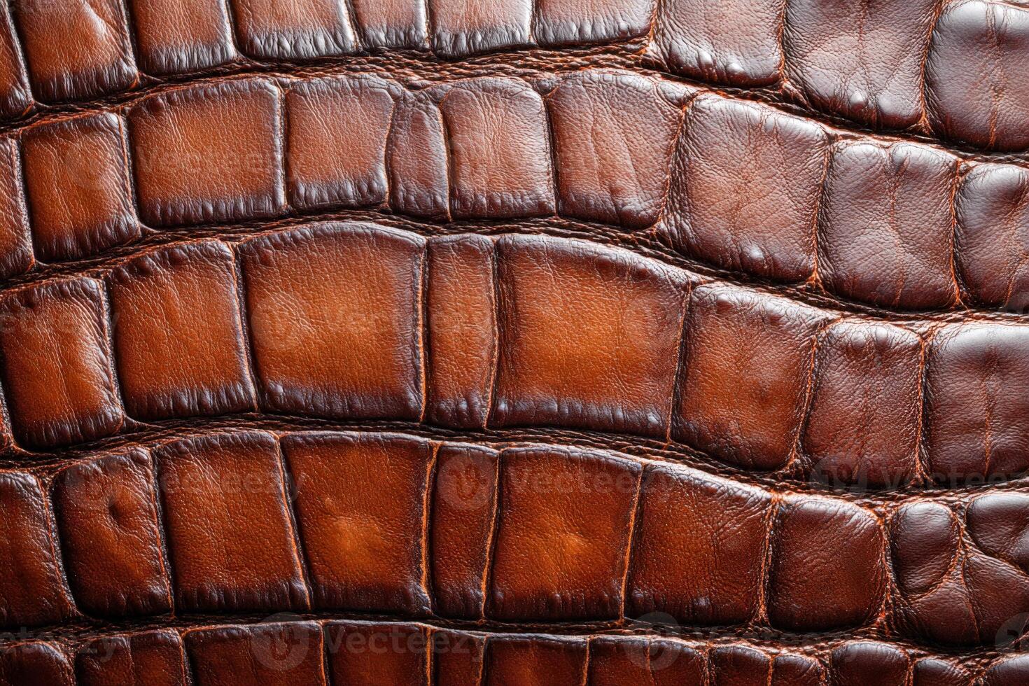 Close-up view of textured brown leather highlighting natural patterns and details photo