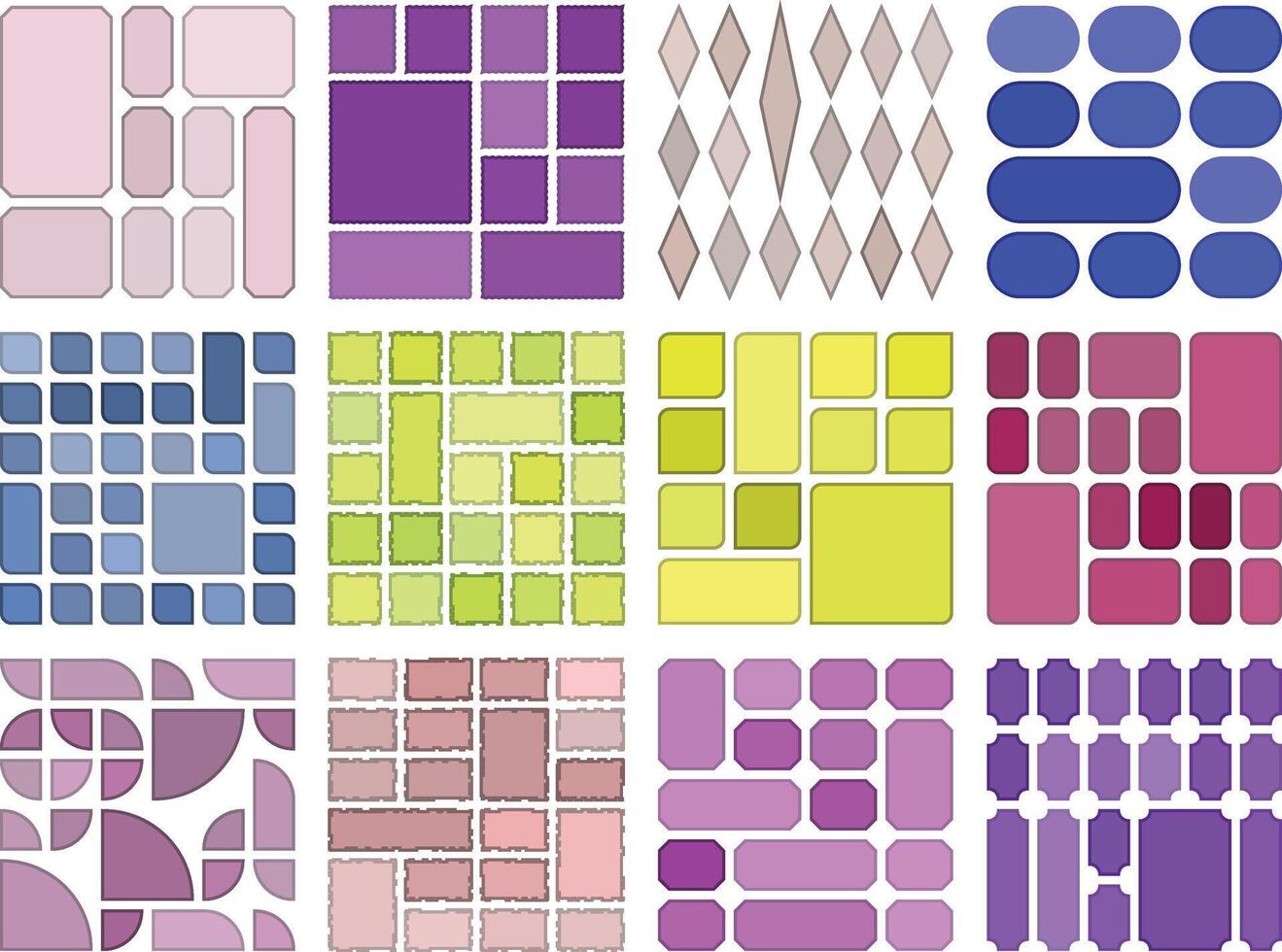 Abstract bento grid pattern collection for creative visual storytelling vector