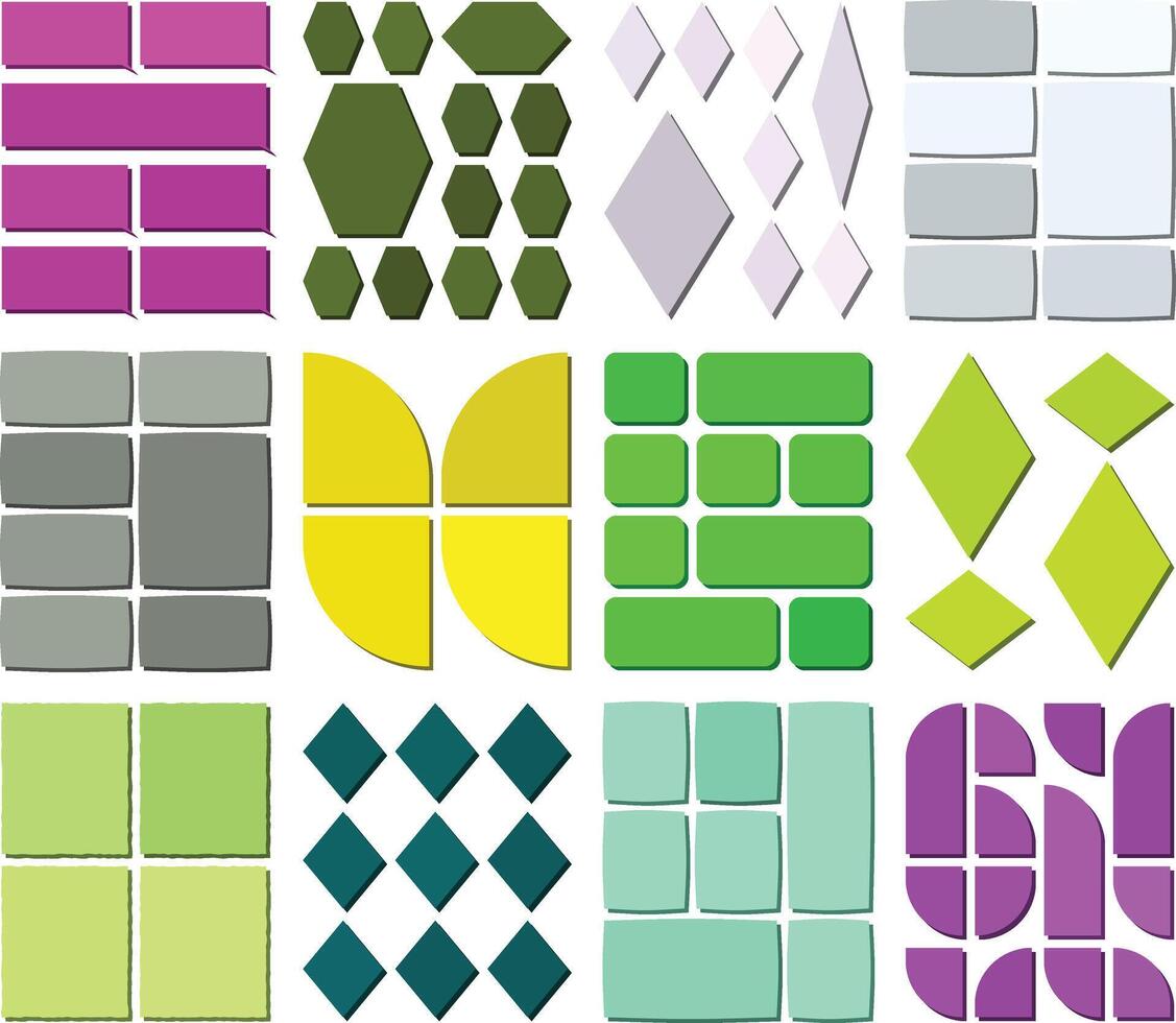 Unique bento grid style layout templates for refined interface compositions vector